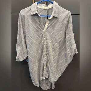 Hyku Blue Stripe Oversized Button-Up Blouse Women’s Size S